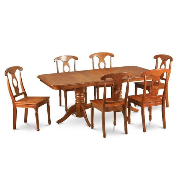 East West Furniture 5 Piece Dining Set Dining Table and Chair Set Having Oval Table With Leaf and 4 Dining Chairs NANA5-SBR-W - main